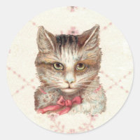 Intensiv Kitty hübsch rosa Rundkleber Viktorianisc