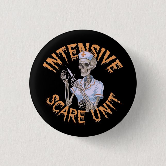Intensiv-Pflegeeinheit Funny Halloween Design Nurs Button (Vorderseite)