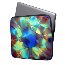 Intensive blaue digitale Blume im Kontrast zu brau Laptopschutzhülle