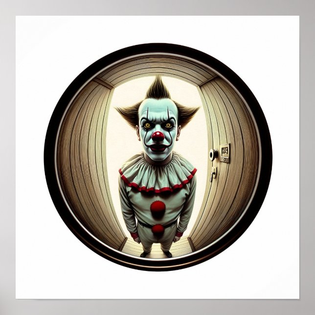 Intensive Clowns durch die Tür | Fisheye Poster (Vorne)