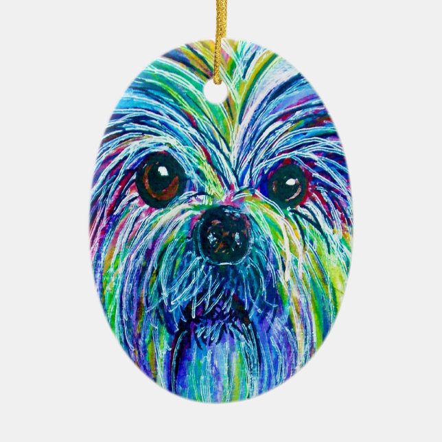 Intensive Farben Shih Tzu Keramik Ornament (Vorne)