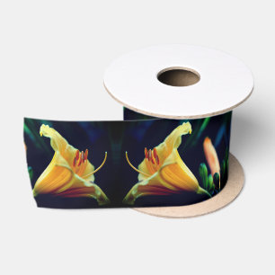Intensive Gelblilie-Blume Satinband
