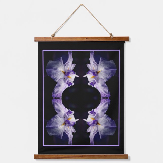 Intensive japanische Iris-Blume Nah Abstrakt Wandteppich Mit Holzrahmen (Vorderseite)