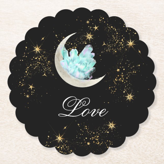 *~* INTENSIVE LIEBE Gold Celestial Moon Crystal Untersetzer (Vorderseite)