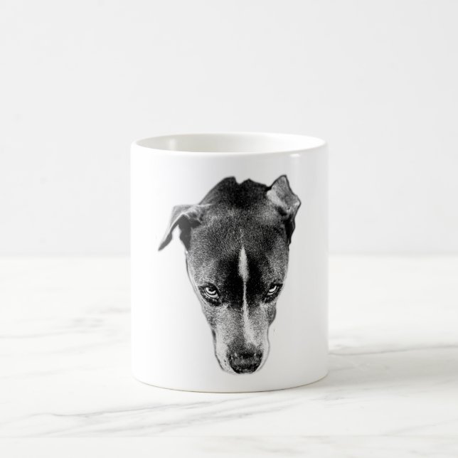Intensive Pitbull Mix Monochrome Portrait-Tasse Kaffeetasse (Mittel)