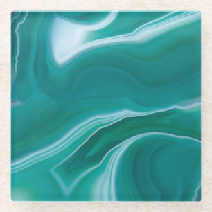 Intensiver aquamariner MarmorglasUntersetzer Glasuntersetzer