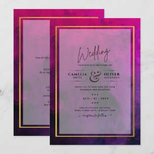 Intensives Magenta-Pflaume-Purple-Tinte Hochzeits- Einladung