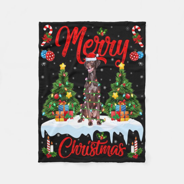 Inter Dog Lichter Weihnachtsbaum Santa Inter Dog W Fleecedecke (Vorderseite)