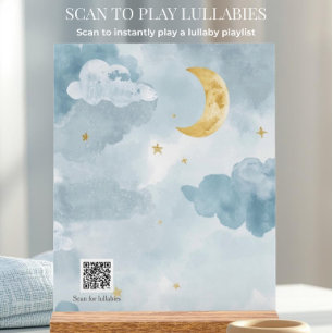 Interaktives QR-Code-Wiegenlied Blaue Wasserfarbe  Acrylschild