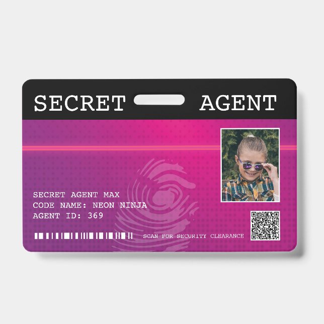 Interaktives Spy-Abzeichen für Agent - Rosa Ausweis (Vorderseite)