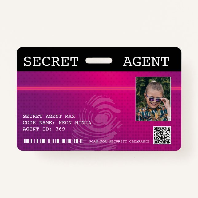 Interaktives Spy-Abzeichen für Agent - Rosa Ausweis (Vorderseite)
