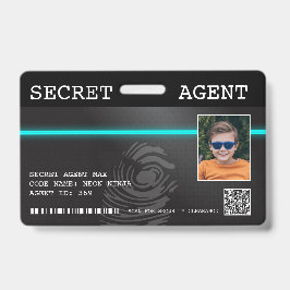 Interaktives Spy-Abzeichen für Agent - Schwarz/Aqu Ausweis