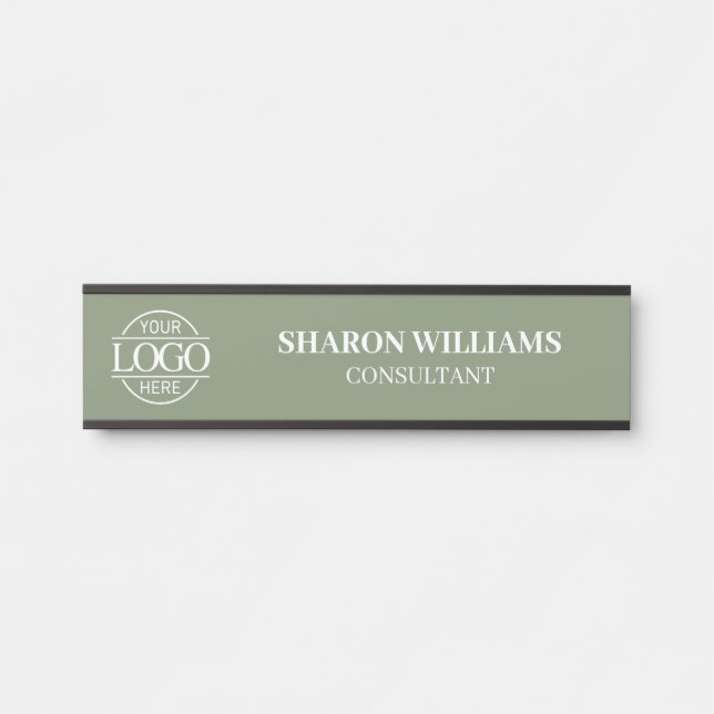 Interchangeable Sage Green Custom Business Logo  Türschild (Vorderseite )