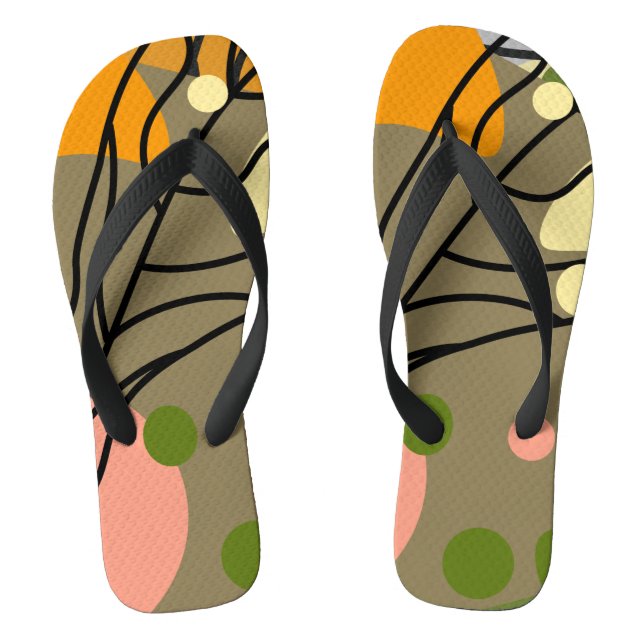 Interessante abstrakte Punkte mit Blätter Flip Flops (Fußbett)