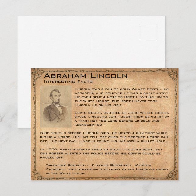 Interessante Fakten über Abraham Lincoln Postkarte (Vorne/Hinten)