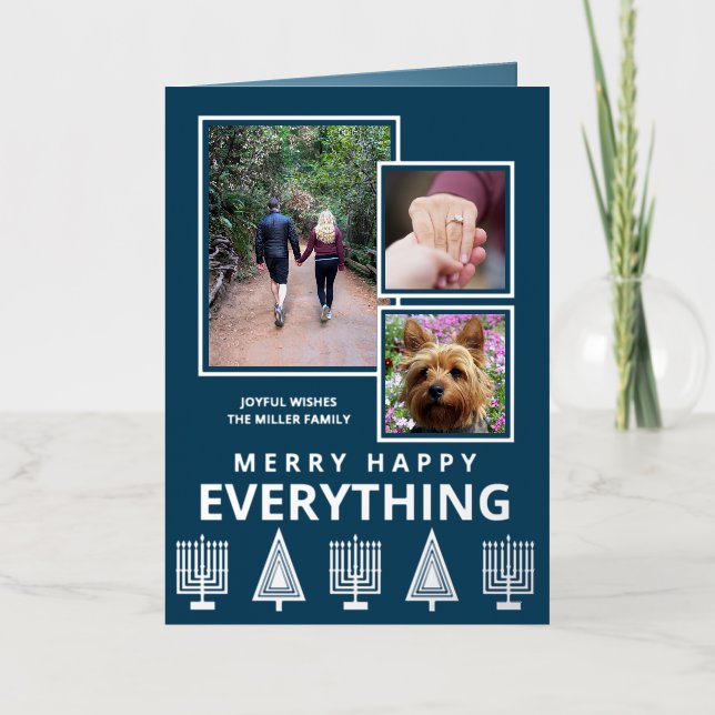 Interfaith 3 Photo Trendy Simple Navy Silver (Vorderseite)