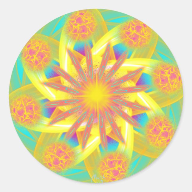 Intergalaktisches Gateway durch Power-Blume Runder Aufkleber (Vorderseite)