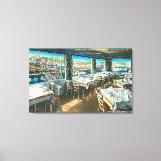 Interieur Blick auf das Vista del Mar Restaurant Leinwanddruck (Vorderseite)