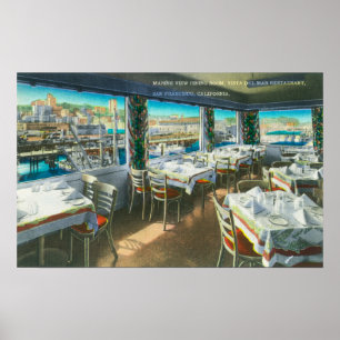Interieur Blick auf das Vista del Mar Restaurant Poster