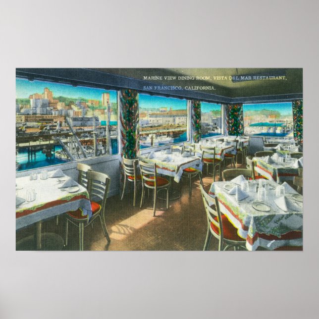 Interieur Blick auf das Vista del Mar Restaurant Poster (Vorne)