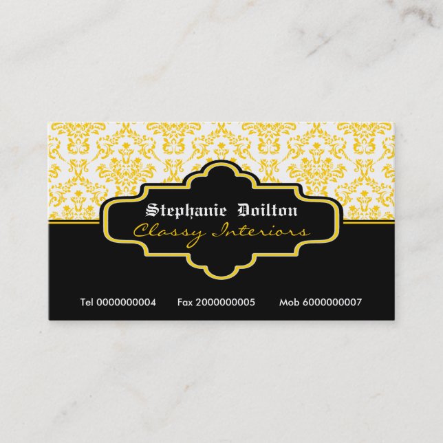 Interieur der Business Cards in Schwarz-Gelb-Weiß- Visitenkarte (Vorderseite)