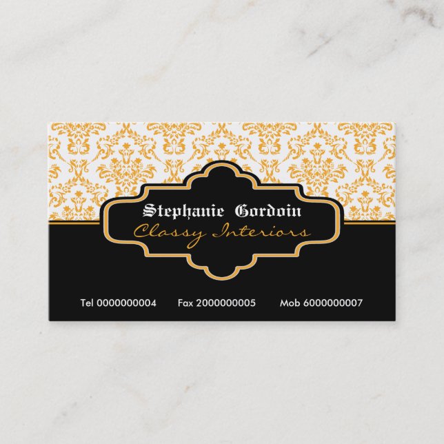 Interieur der Business Cards in schwarz-orangefarb Visitenkarte (Vorderseite)