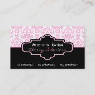 Interieur der Business Cards in Schwarz-Rosa-Weiß Visitenkarte