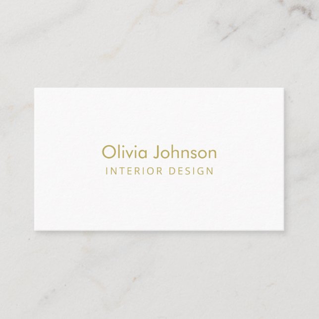 Interieur Design Chic Gold White Business Card Visitenkarte (Vorderseite)