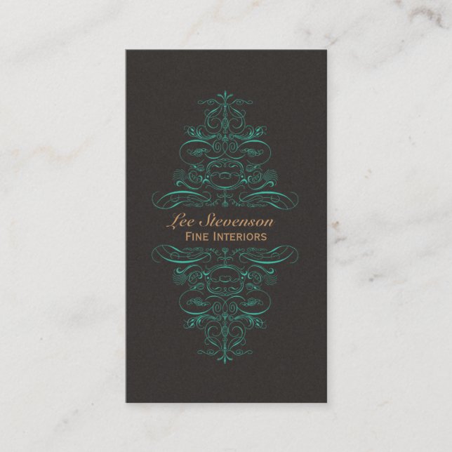 Interieur Designer Verziert Scrolls Business Card Visitenkarte (Vorderseite)
