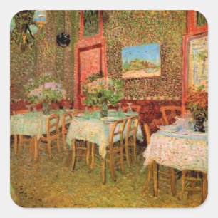 Interieur eines Restaurants von Vincent van Gogh Quadratischer Aufkleber