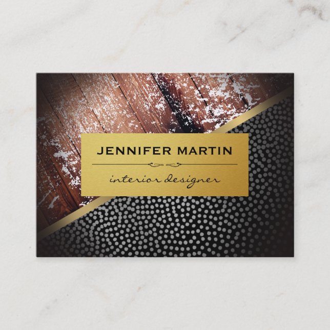 Interieur Rustic Gold Metallic Dots Muster Visitenkarte (Vorderseite)
