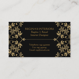 Interieur-Visitenkarten für Black Gold Damask Visitenkarte