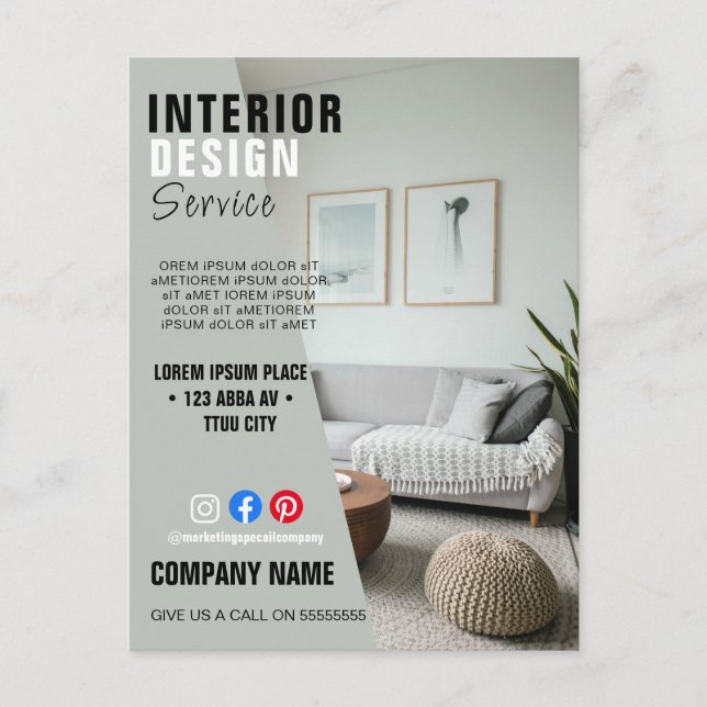 Interior Business Custom Logo Flyer Poster Postkarte (Vorderseite)