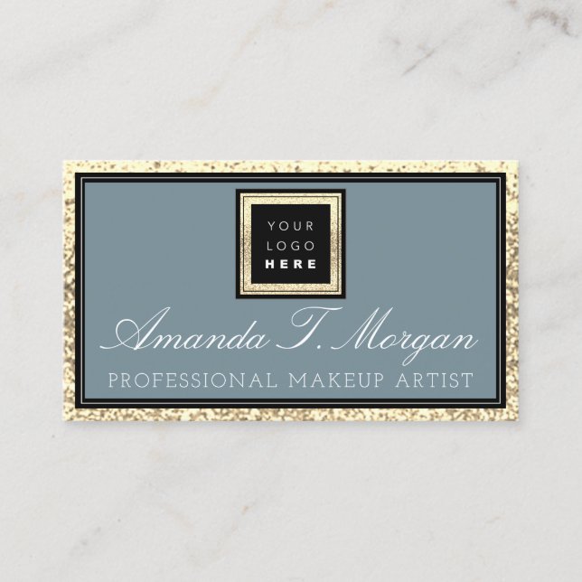 Interior Design Event Plane Logo Gold Smoky Blau Visitenkarte (Vorderseite)