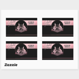 Interior Design or Architect Logo Black and Rose  Rechteckiger Aufkleber