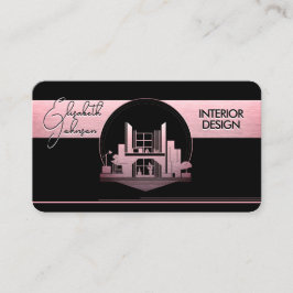 Interior Design or Architect Logo Black and Rose Visitenkarte