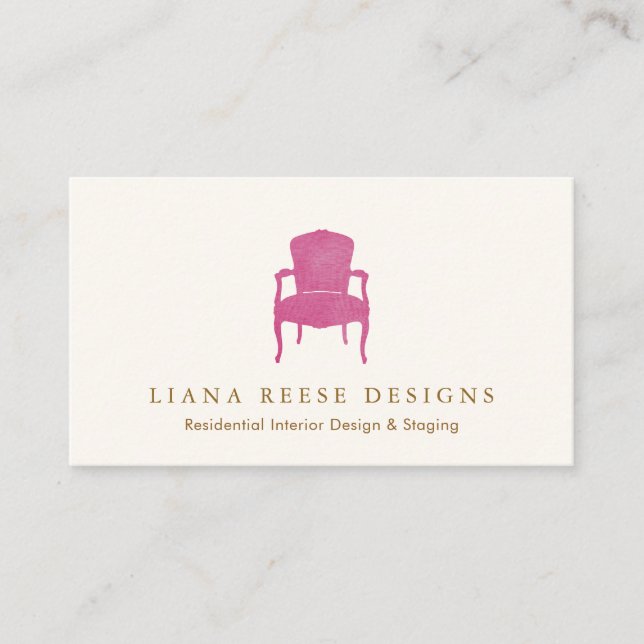 Interior Designer Burgund Französisches Chair Logo Visitenkarte (Vorderseite)