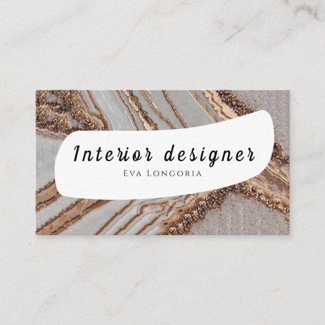 Interior Designer Gold White Business Card Visitenkarte (Vorderseite)