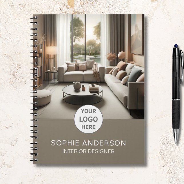 Interior Designer Logo Foto Taupe Notizblock (Interior Designer Logo Photo Taupe Notebook)