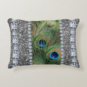 Interior Glitzer Chic Silver Zuhause Rosen Peacock Dekokissen
