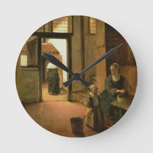 Interior of a Dutch House (oil on panel) Runde Wanduhr