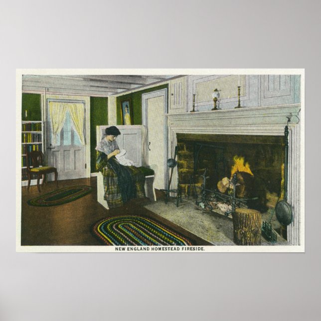 Interior View of a New England Homestead Poster (Vorne)