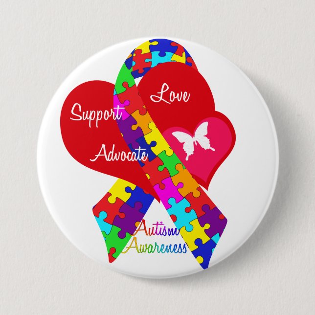 Interlaced Autism Ribbon Button (Vorderseite)