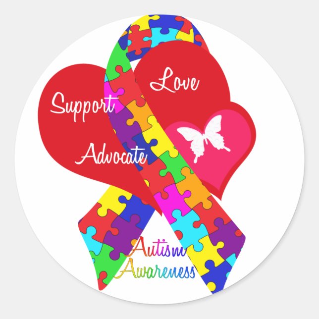 Interlaced Autism Ribbon Runder Aufkleber (Vorderseite)