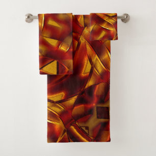 Interlacing der verbrannten orangefarbenen Krawatt Badhandtuch Set