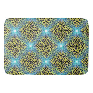Interlacing Viktorianisch Golden Trim Aqua Hinterg Badematte