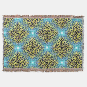 Interlacing Viktorianisch Golden Trim Aqua Hinterg Decke