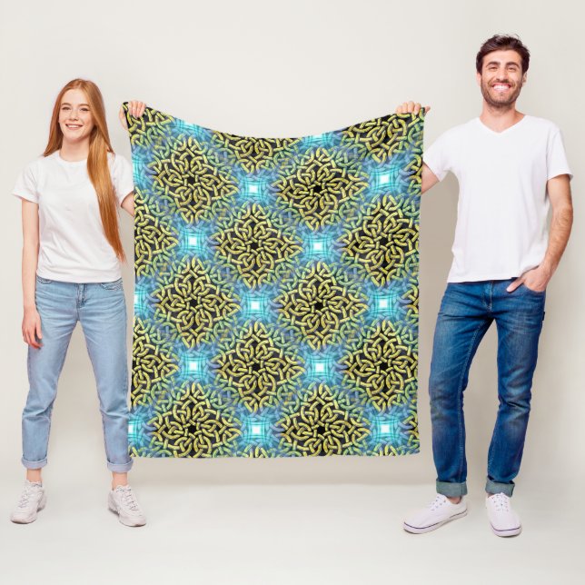 Interlacing Viktorianisch Golden Trim Aqua Hinterg Fleecedecke (Beispiel)