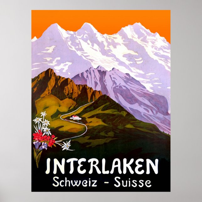 Interlaken city under the Switzerland mountains Poster (Vorne)