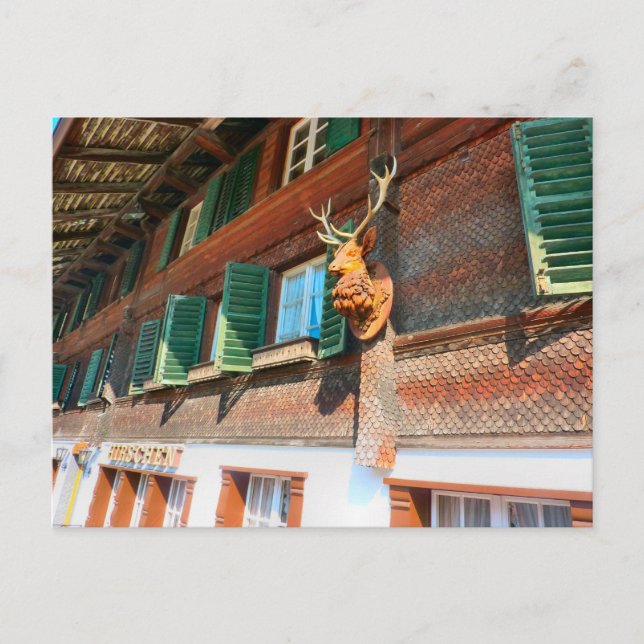 Interlaken, Holzchalet in Unterseen Postkarte (Vorderseite)